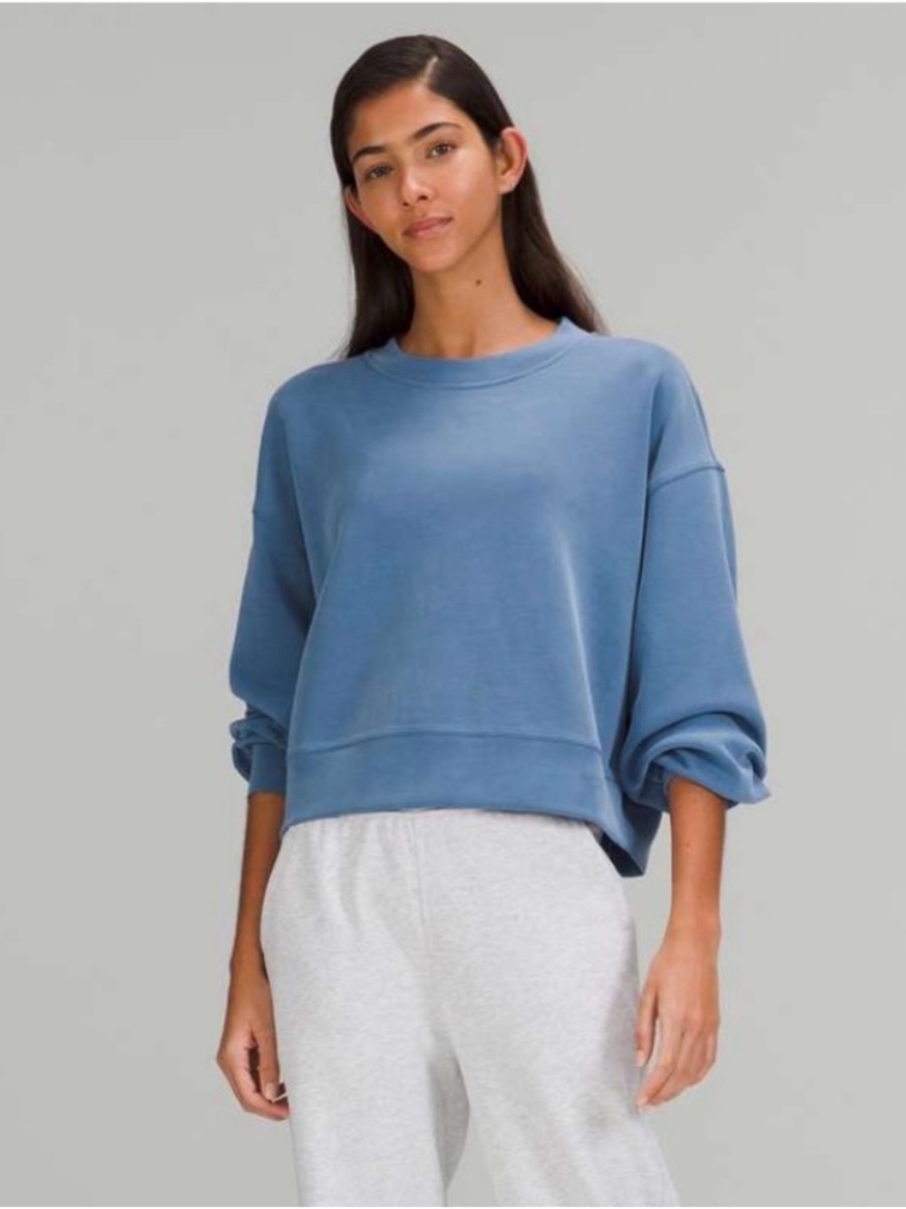 Lululemon Softstreme Perfectly Oversized Cropped Crew Blue Size 8 Sweatshirt